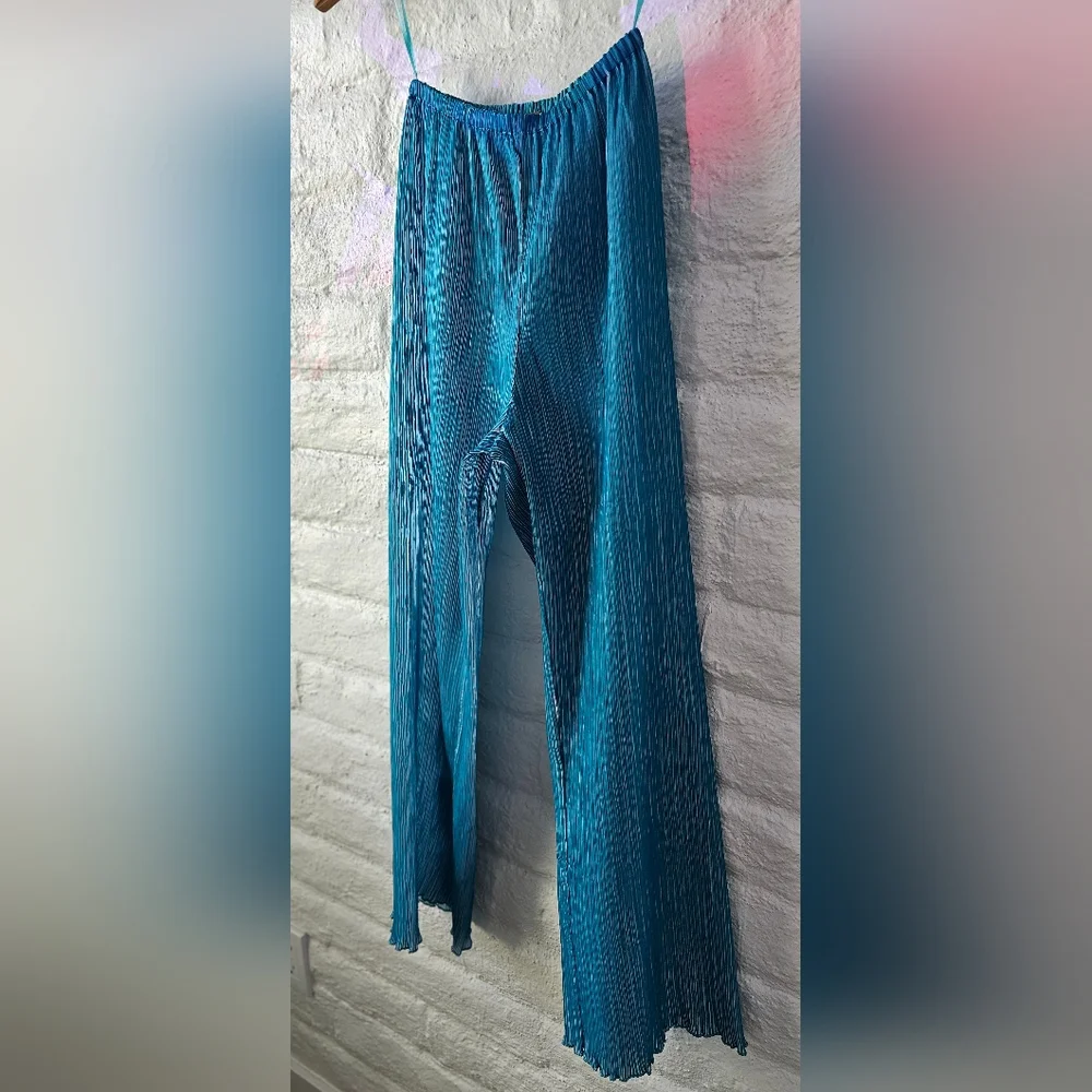 Cult Gaia Pleats Stacie Pant Turquoise Blue Sz XS NWOT